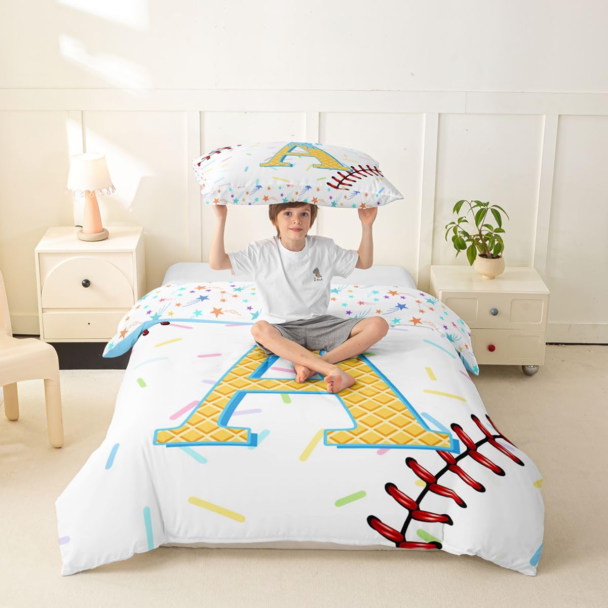 Homewish Initiale Buchstabe A Eiscreme Tropfen Bettwäsche 155x220
