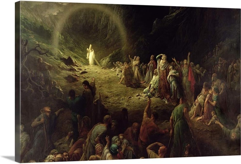 CANVAS ON DEMAND The Valley of Tears, 1883 White Float Framed Canvas Wall Art Print by Gustave Dore, Romanticism, Home Decor, Artwork,18" x12in