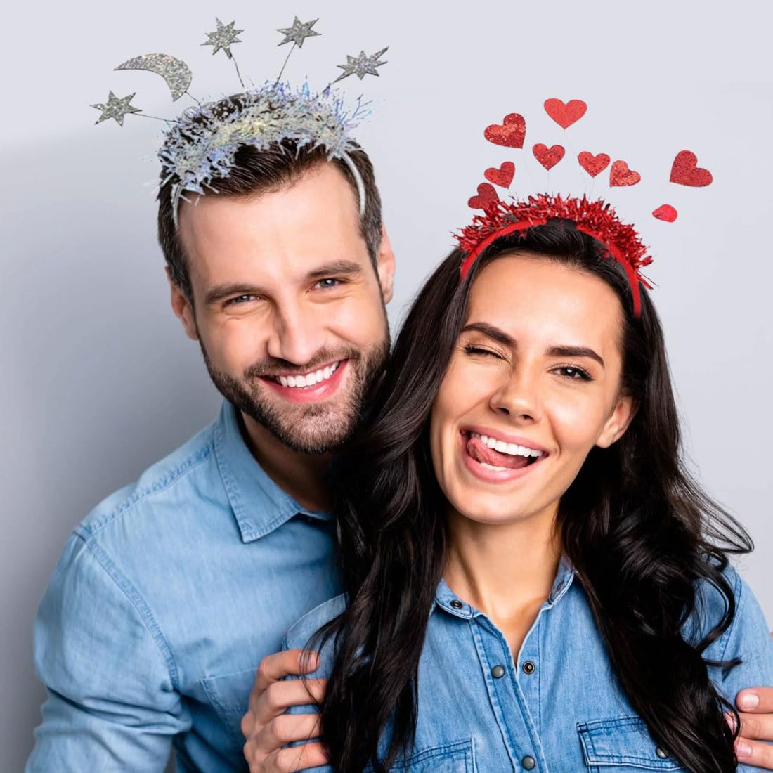 Bandeau Coeurs Rouges De Noël, Serre-Tête En Forme De Coeur Paillettes