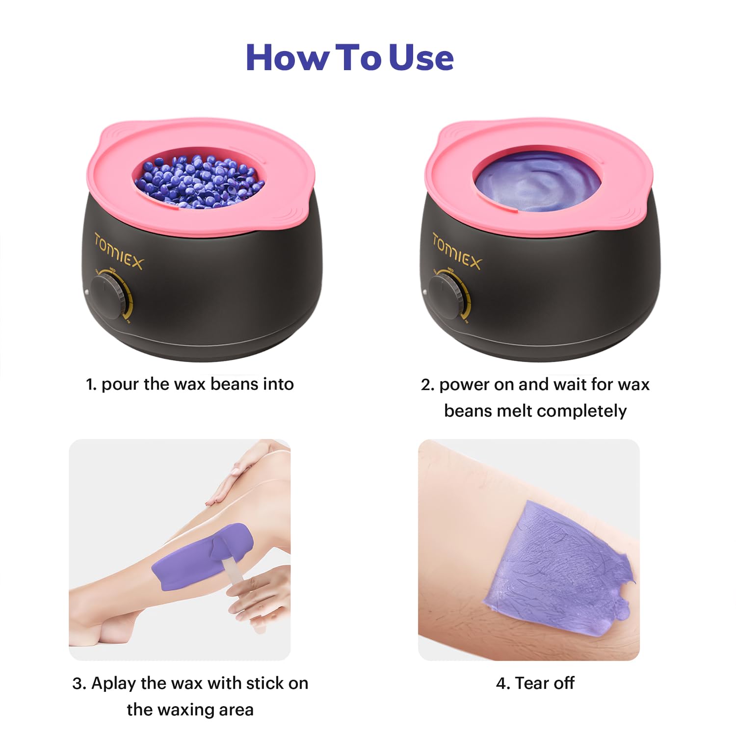 Kit ceretta per depilazione – scalda cera con grande vasetto in silicone e perle di cera dura per ceretta brasiliana, corpo, viso, sopracciglia e bikini, ideale per donne e uomini (nero Pro)