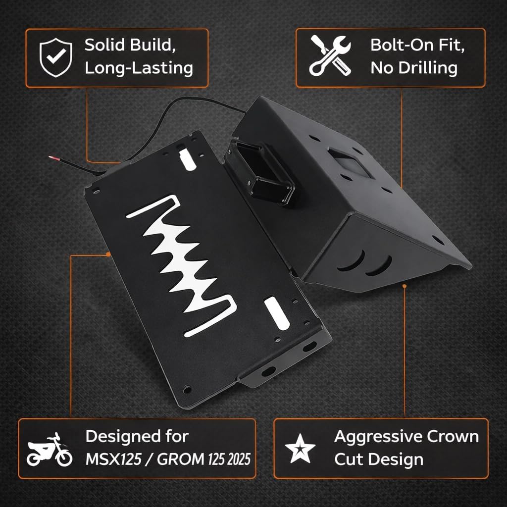Motorcyle MSX125 GROM125 Fender Eliminator Bracket Rear Tail Tidy License Plate Holder LED Rear Turn Signals Lights Compatible with MSX 125 GROM 125 2022-2024 2023