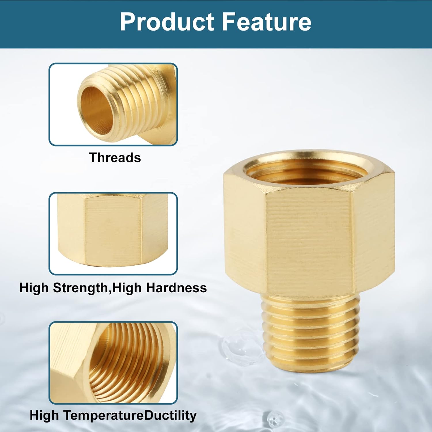 Midanya NPT 1/4" Male Thread to 3/8" Female Thread Pipe Fitting Coupling Converter Adapter Straight Nipple Solid Brass, 2 Pack