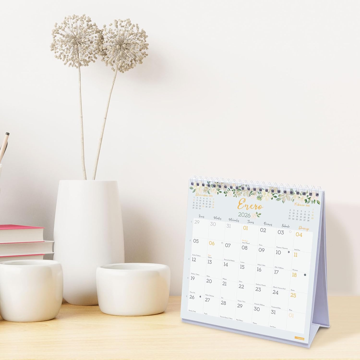 Finocam - Desktop Calendar to Write 2026 Month View January - December (12 Months) | Calendar 2026 to Note | Monthly Planner Design