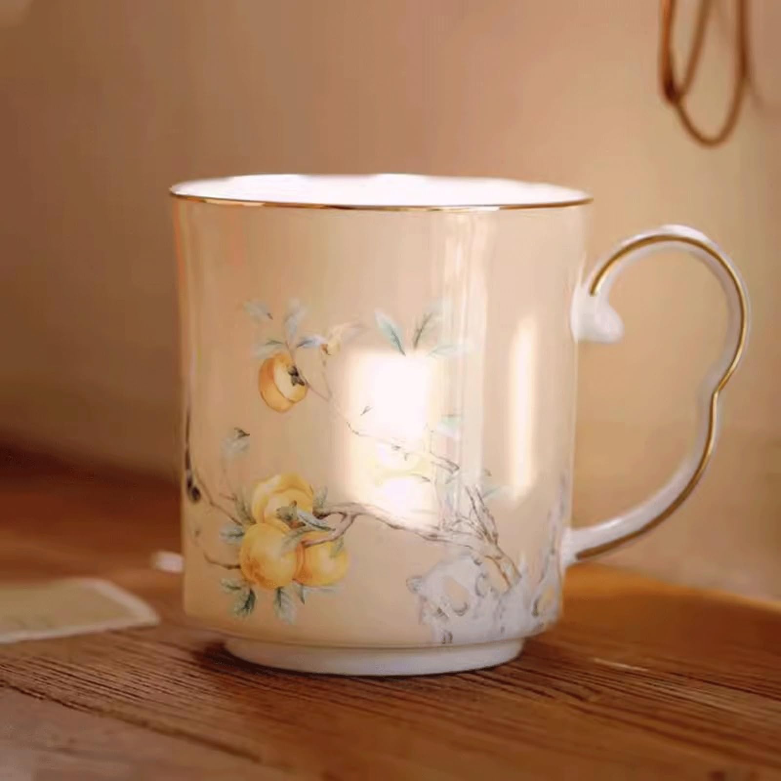 Kaffeetasse Keramik-Teetasse mit Deckel for Mädchen, hochwertige Tasse, kreative Wassertasse, Bone China-Tasse Teetasse(Color:A)