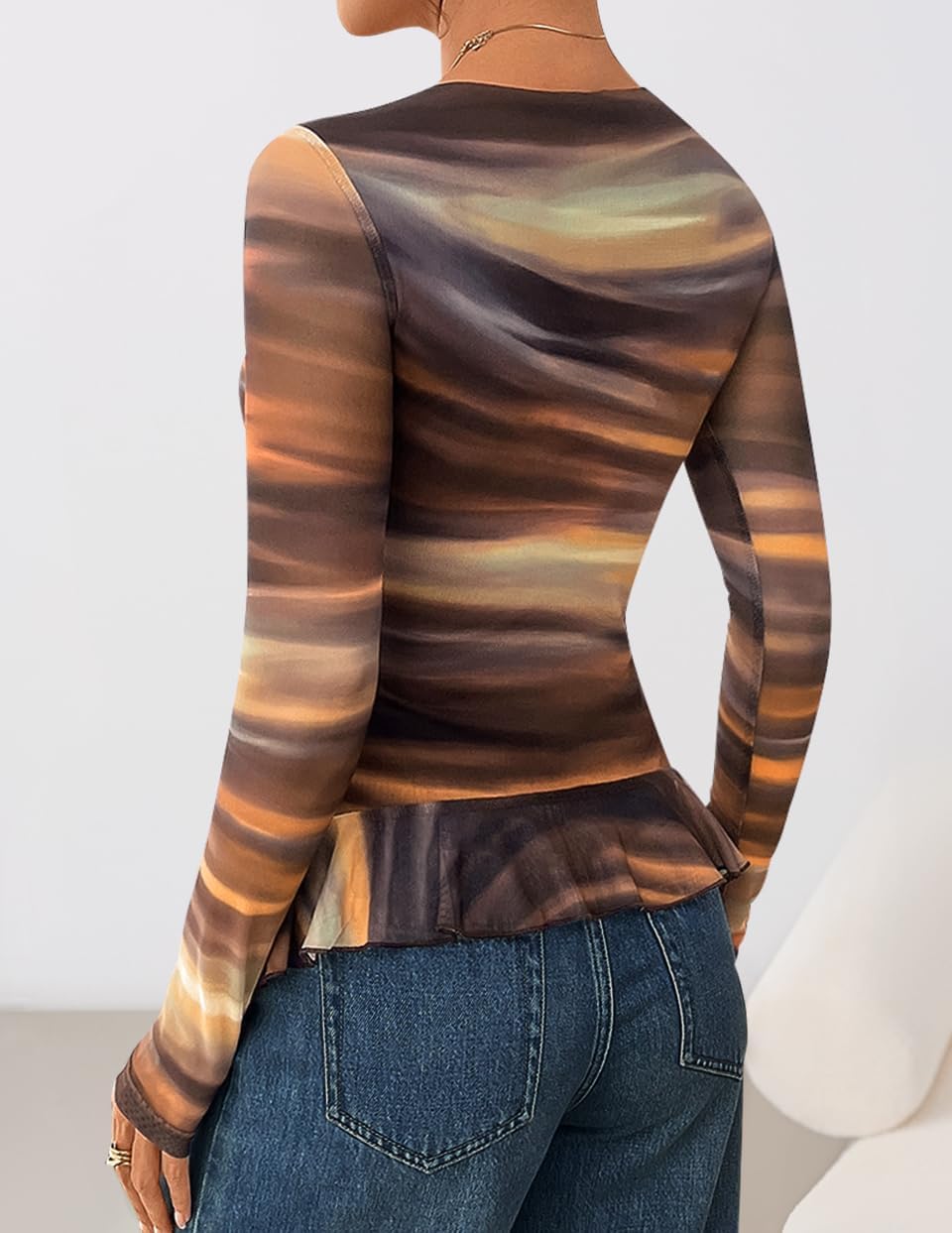 ZESICA Women's Long Sleeve Floral Shirts V Neck Going Out Ruffle Tops Blouses 2026 Fall Fashion Clothes Outfits - Image 5