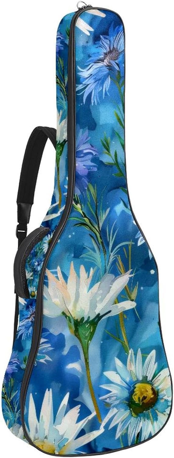 Tropical Exotics Flowers with Toucan Acoustic Guitar Gig Bag, 1 cm Thick Padding Waterproof Guitar Bag Backpack for 40 41 42 Inch Electric Bass Classical Guitars
