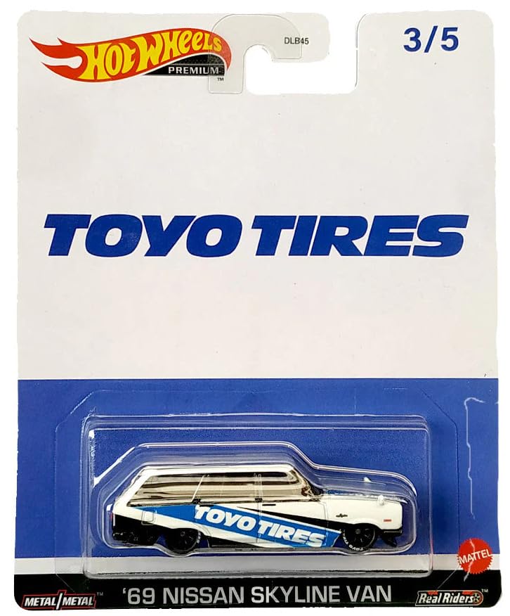 Image of Hot Wheels Premium1:64 69 Nissan Skyline Van Scale Die-Cas Vehicle with Real Riders Tires (White)