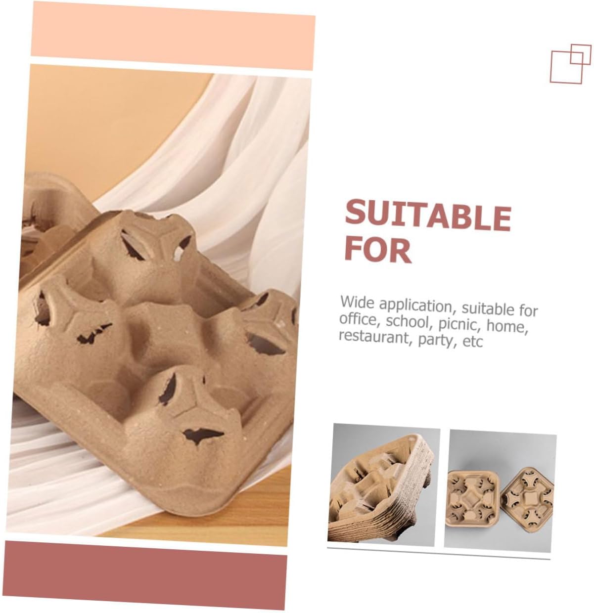 VOSAREA 25pcs Cup Holder Tray Outdoor Cup Trays Useful Beverage Packing Boxes Takeout Packing Supply Space-Saving Design