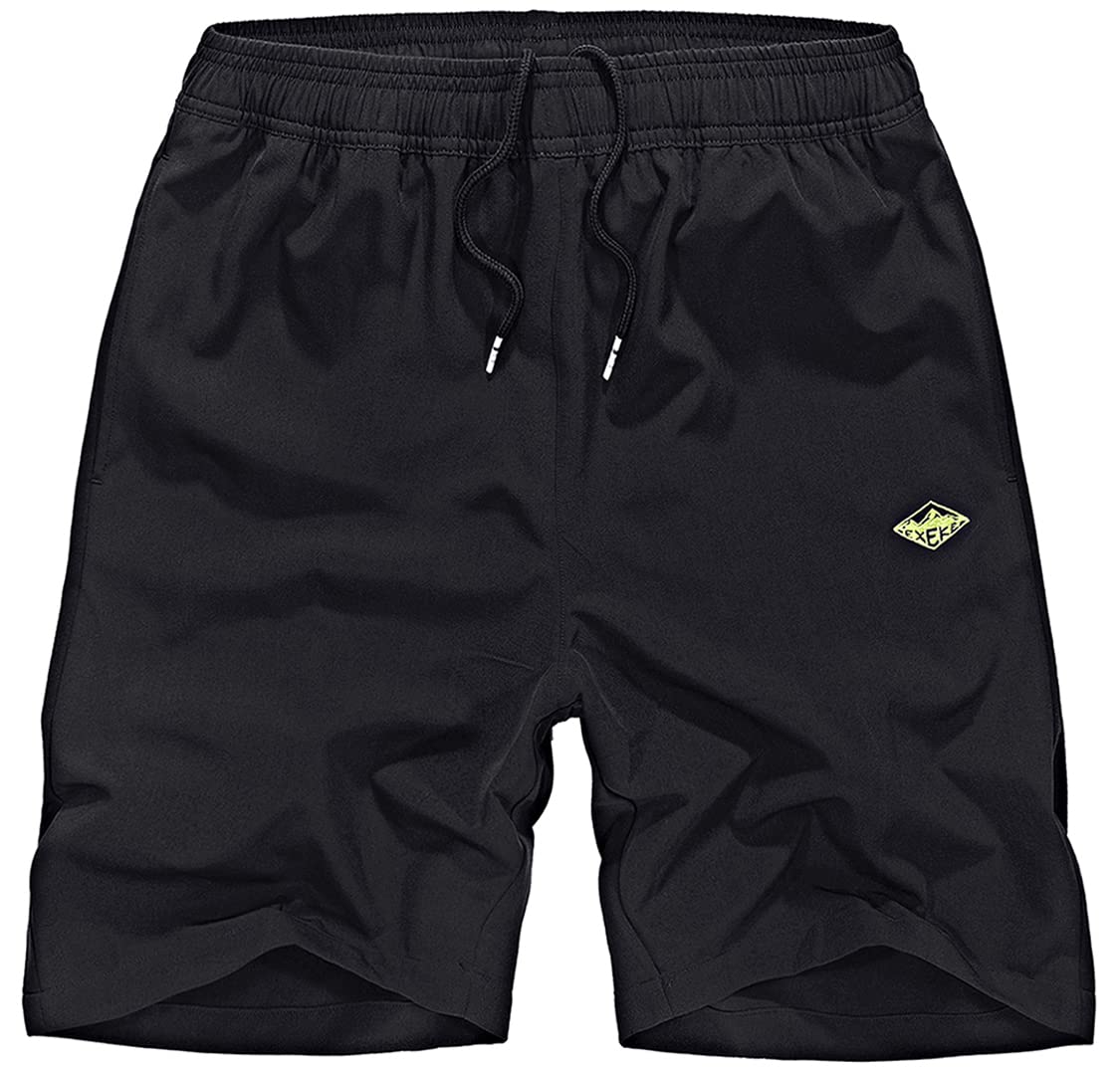 36-38, EXEKE Men's Quick Dry Running Shorts Lightweight Gym Workout Shorts with Zipper Pockets