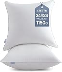 Leeden 18 x 18 Pillow Inserts (Set of 2) - Throw Pillow Inserts with 100% Cotton Cover - 18 Inch Square Interior Sofa Pillow Inserts - Decorative Pillow Insert Pair - White Couch Pillow