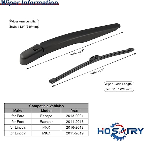 Miniatura 2 de Juego de limpiaparabrisas trasero para Ford Escape Explorer 2011-2018, para Lincoln MKX MKC 2015-2019, conjunto de limpiaparabrisas trasero