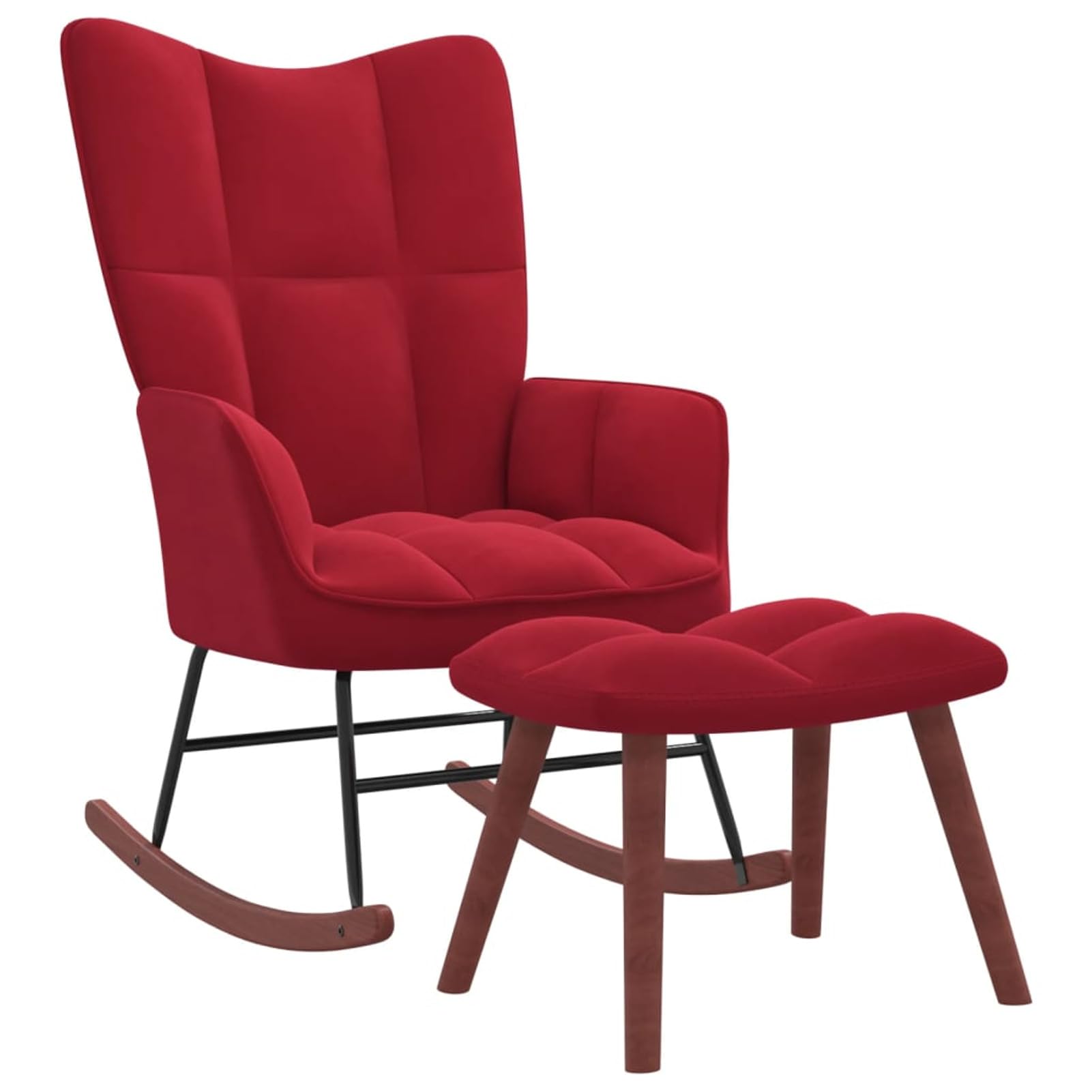 BaraSh Schaukelstuhl mit Hocker Samt Weinrot Sessel Wohnzimmer Sessel Mit Schlaffunktion