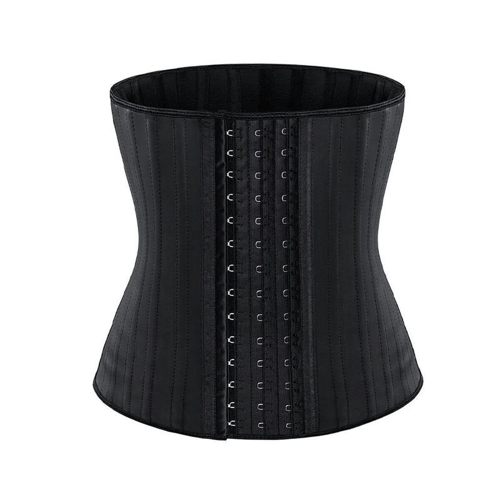 mingxinshangdian Latex Belly Belt 25 Steel Bone Three-Breasted Belt Postpartum Shaping Garment-Black-M