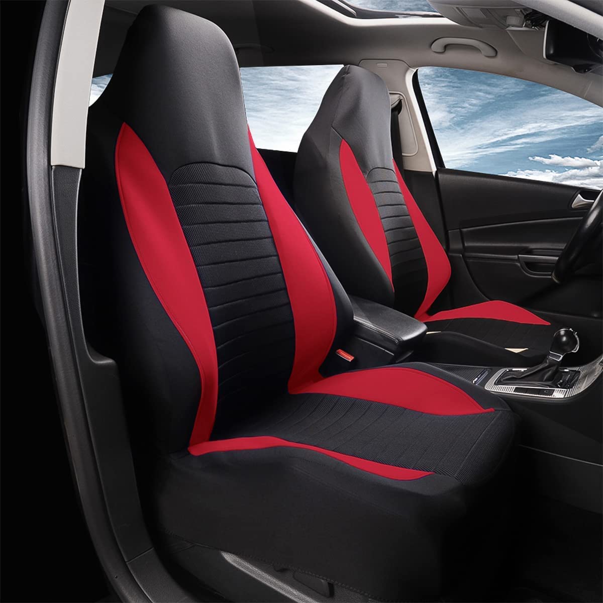 CGEAMDY Housses de SièGe Voiture, 2 Pcs Protections de SièGe Avant de Voiture, Siège Auto Respirant, Imperméable et Antidérapant, Compatible avec Les Voitures, Les SUV et Les Camions (Rouge)