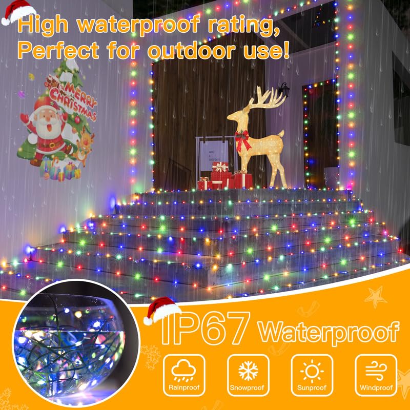 Image of Ollny Christmas Lights 262 FT 800 LED IP67 Waterproof, Color Changing Christmas Lights Outdoor with Remote, 11 Modes Dimmable Timer Warm White to Multicolored Changeable String Lights for House Decor