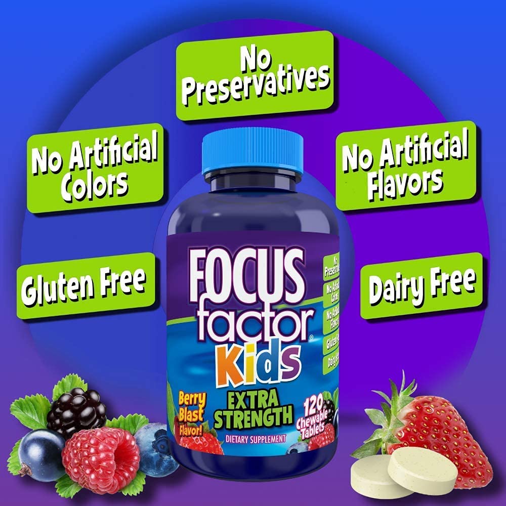 Focus Factor Kids Extra Strength Daily Chewable for Brain Health