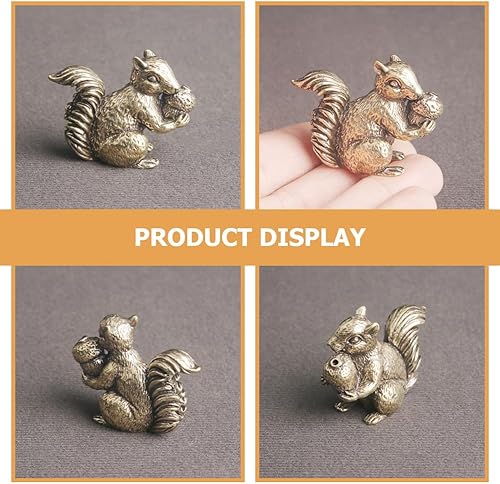 Miniatura 6 de VOSAREA Figura vintage de latón, estatua de ardilla en miniatura, escultura de ardilla pequeña, escultura de ardilla hecha a mano, adorno de estatua