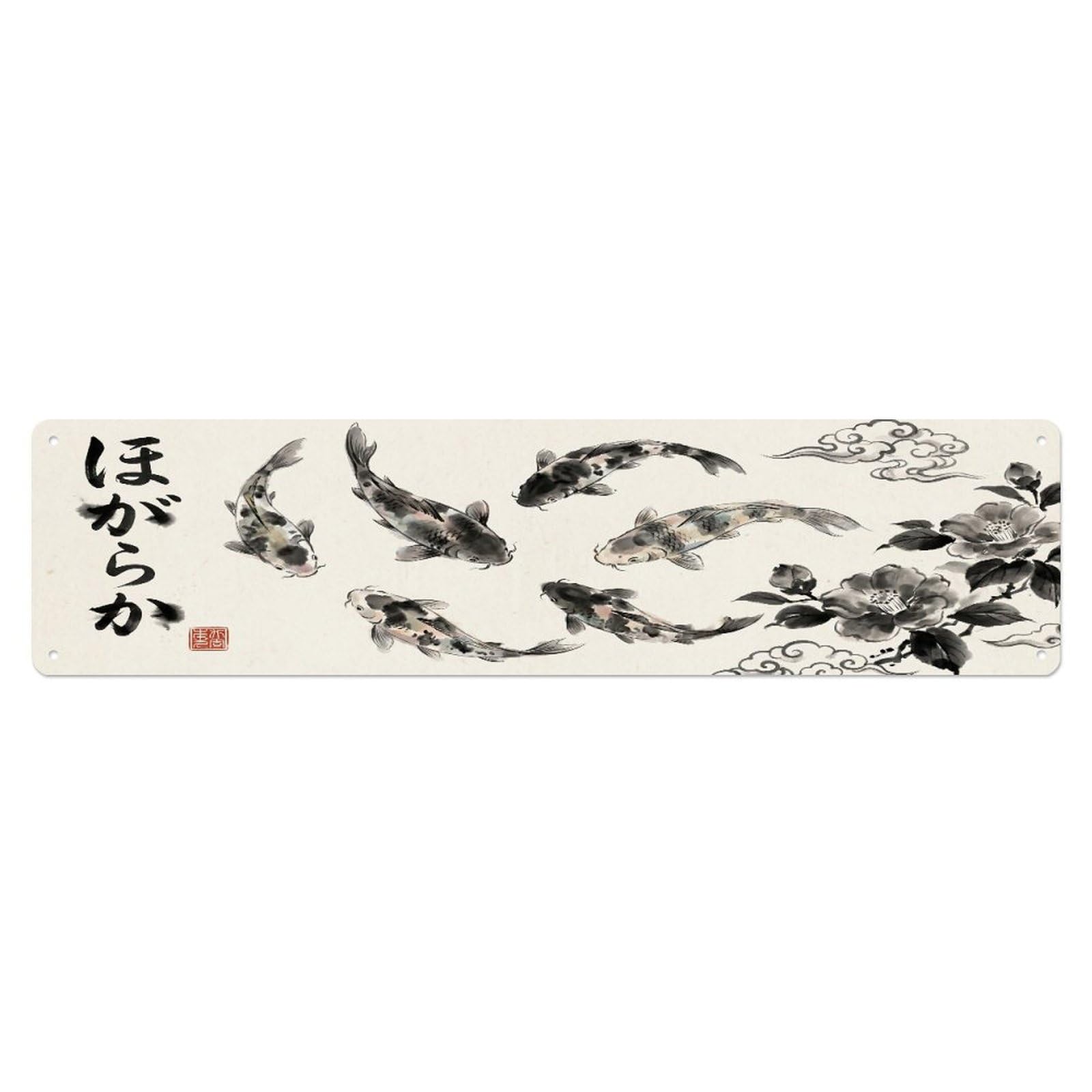 Xanthor Style Metal Tin Sign Vintage Koi Fish Japanese Majestic