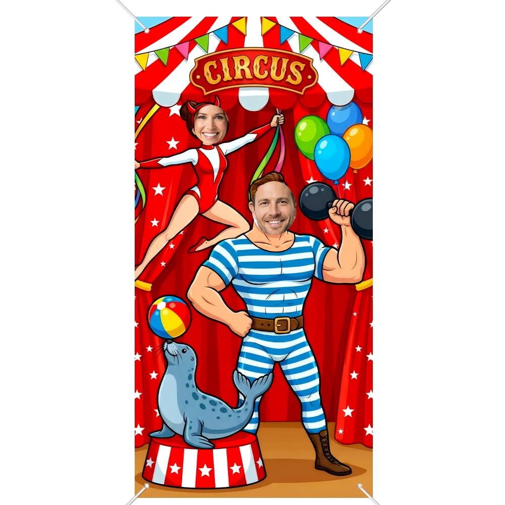 SUPERDANT 1 Pcs Carnival Photo Backdrop 180x90 Cm Circus Theme Banner Durable Polyester Background 4 Grommets 6 M Rope Machine Washable Large Party Decor Door Hanging Prop Colorful