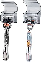 LUEXBOX 2-Pack Self-Adhesive Waterproof Razor Holders with Cover for Shower Wall - Fits Fusion 5 Proglide, Mach3 (Grey)
