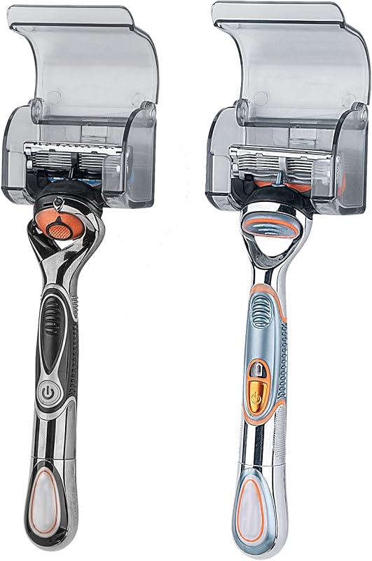 Suportes para Aparelhos de Barbear LUEXBOX com Tampa, Cinza, Pacote com 2