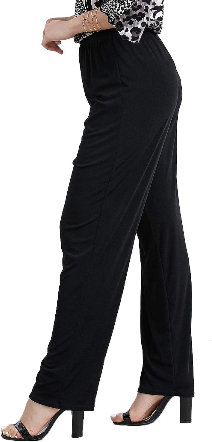 Jostar Women's Elastic Waist Pants – Pull On Stretch Basic Soft Casual Trouser