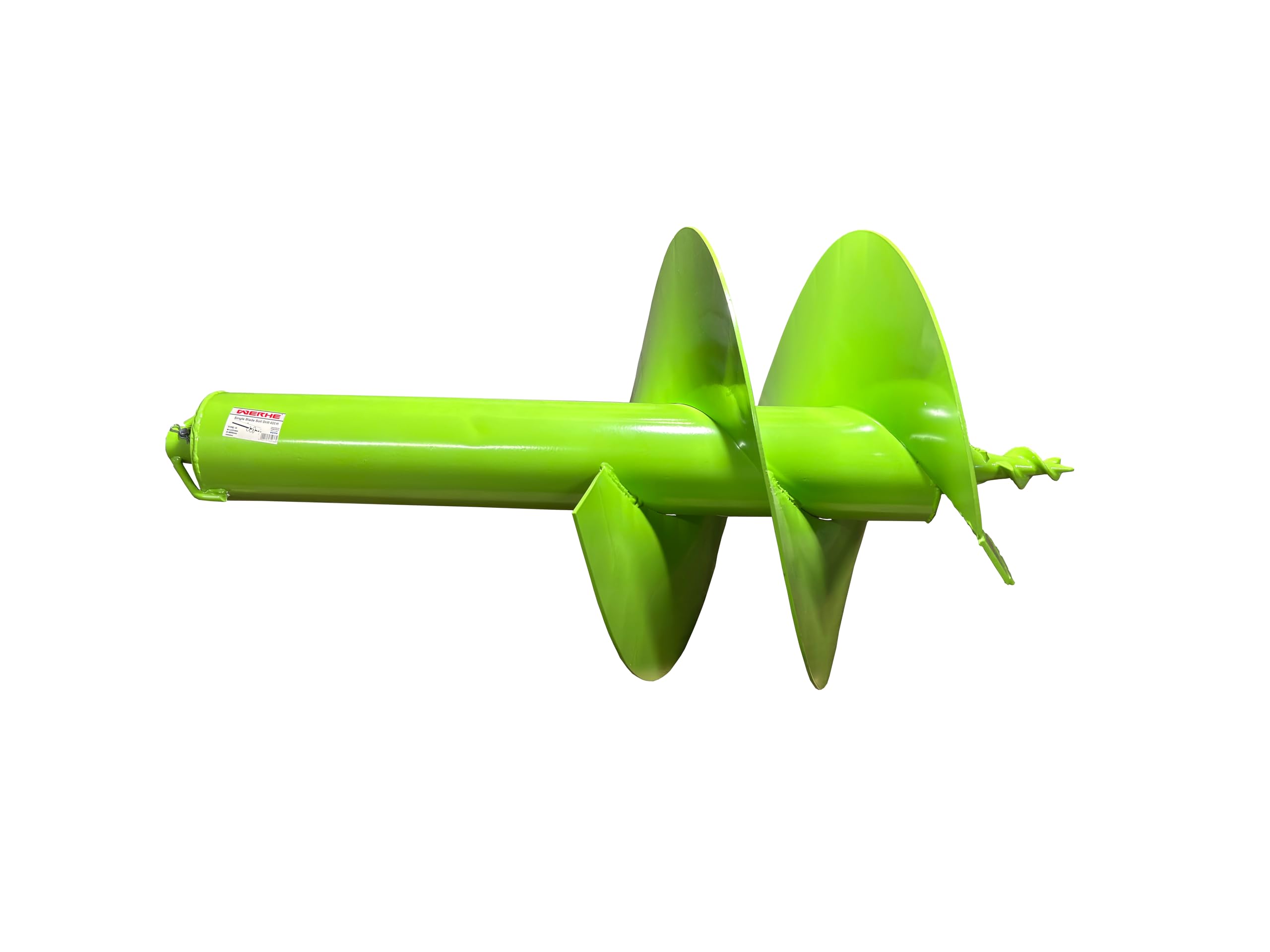 WERHE Barrena de Tierra 400 mm con Cuchillas de Carburo, Acero | 20 mm conexión, espiral simple, largo 80 cm, profundidad de trabajo 36 cm, 12,24 kg, para instalación de vallas y plantación
