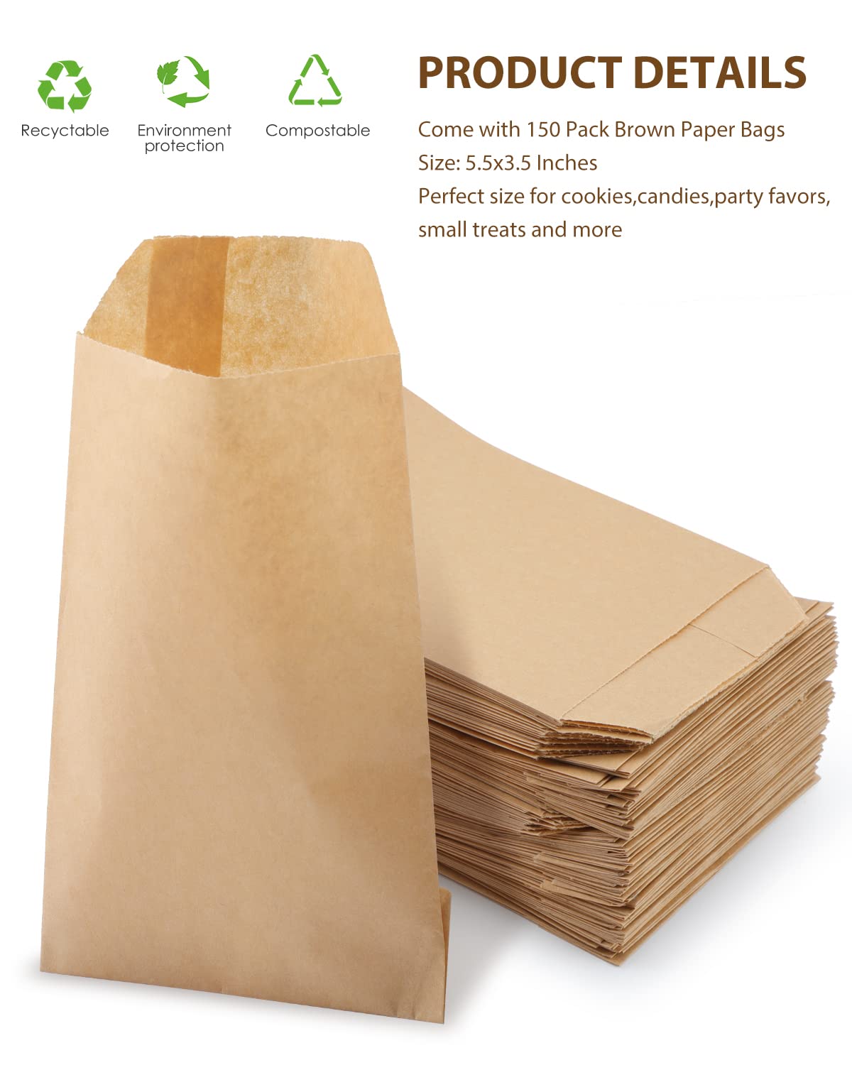 30-Pack Kraft Paper Treat Bags With Gift Tags & Twine - 5.1x3.1x9.5 Inch Party Favor Bags For Candy, Cookies, Gifts