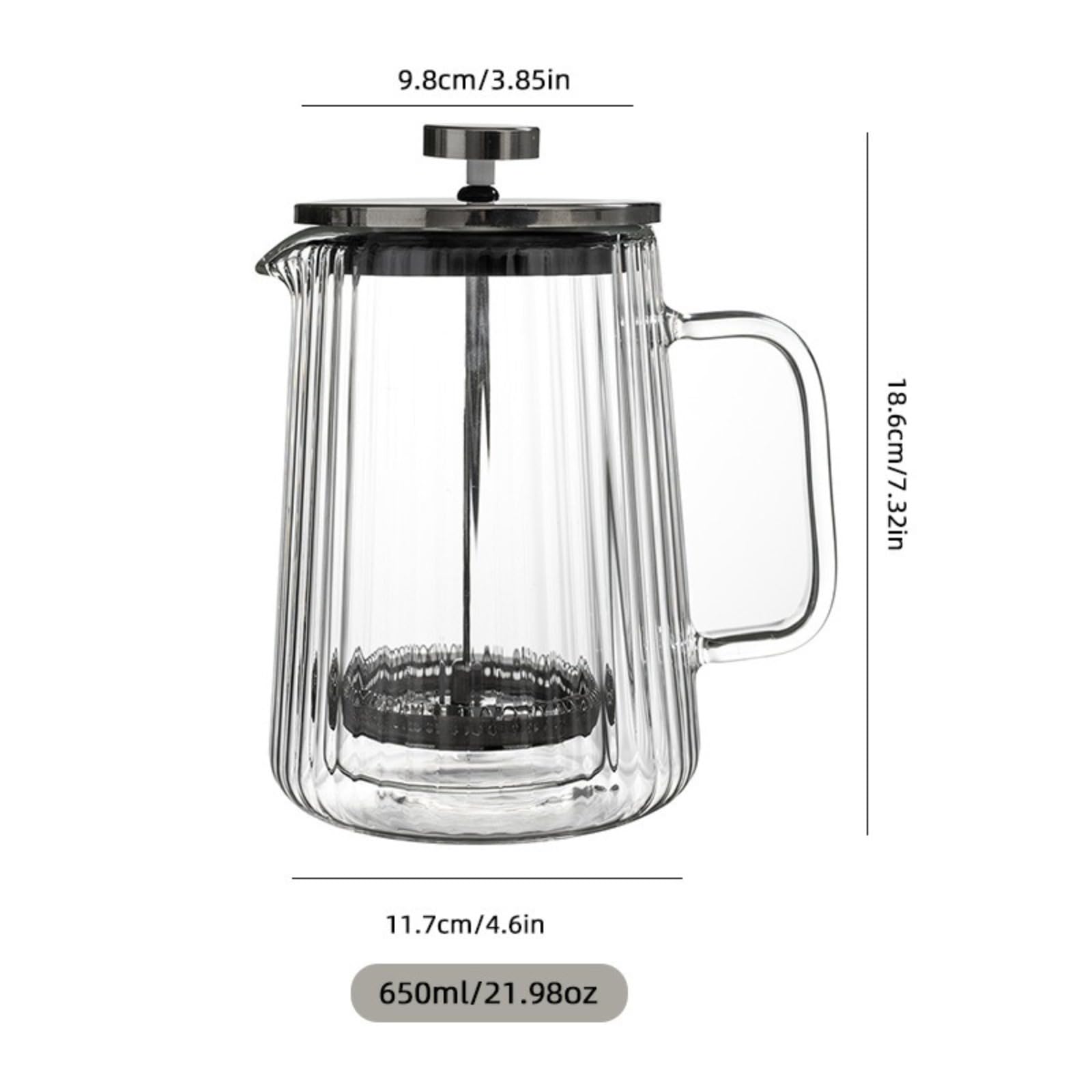 DLBMVCDE Double-Layer Borosilicate Glass French Press Coffee Maker & Tea Brewer - Heat Resistant, Durable & Stylish