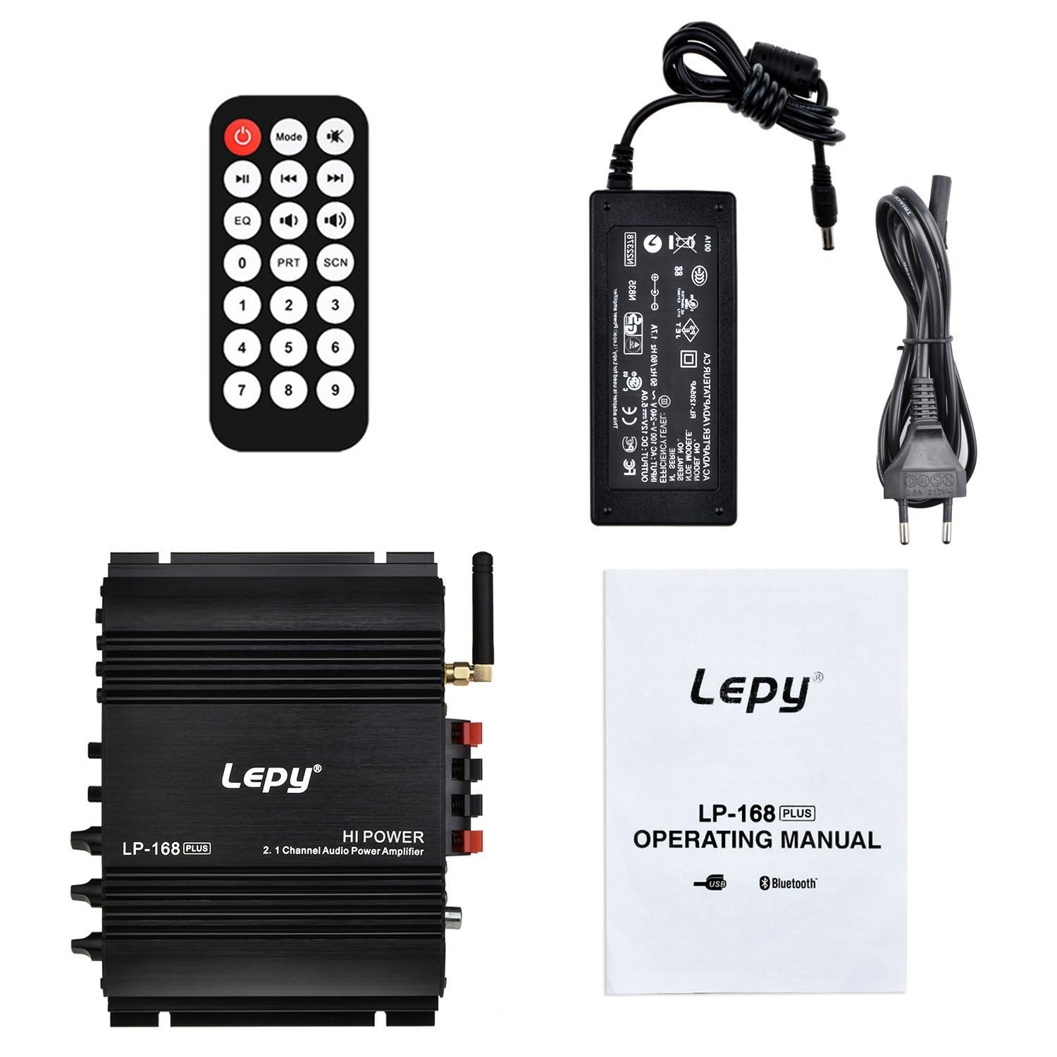 DollaTek LEPY LP-168 Plus Bluetooth 2.1 Chaîne IR 2X 45W 1x 68W Hi-FI Amplificateur de Voiture stéréo numérique Audio USB MP3 MP4 DVD Amplificateur de Voiture LED Light