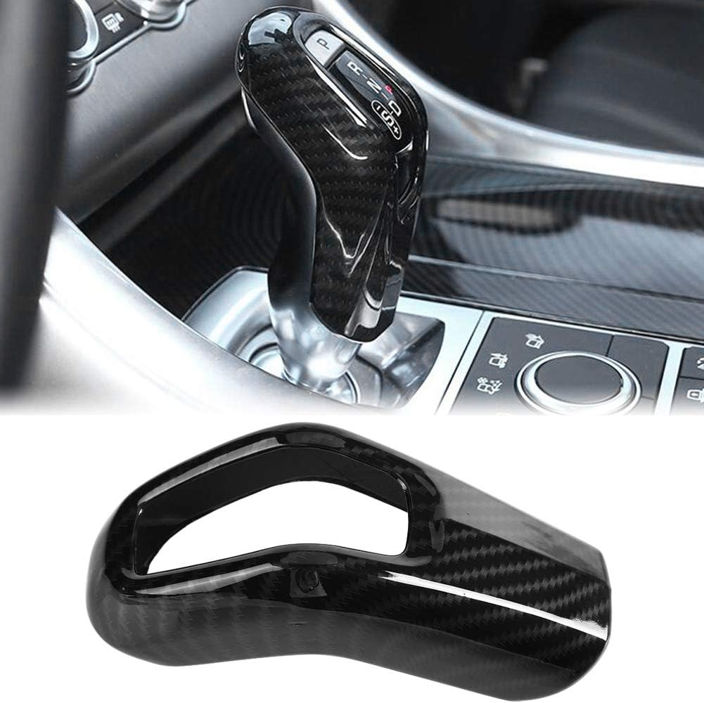 Dioche Gear Shift Cover Trim, Carbon Fiber Style Car Gear Shift Knob Cover Trim for Land Rover Range Rover Sport 2014-2017
