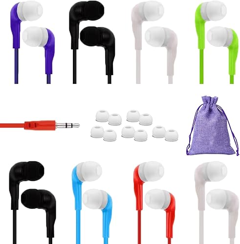 Paquete de 8 auriculares para la escuela, con cable, para niños, aprendizaje para estudiantes, a granel, para portátil, audifonos, Chromebook,