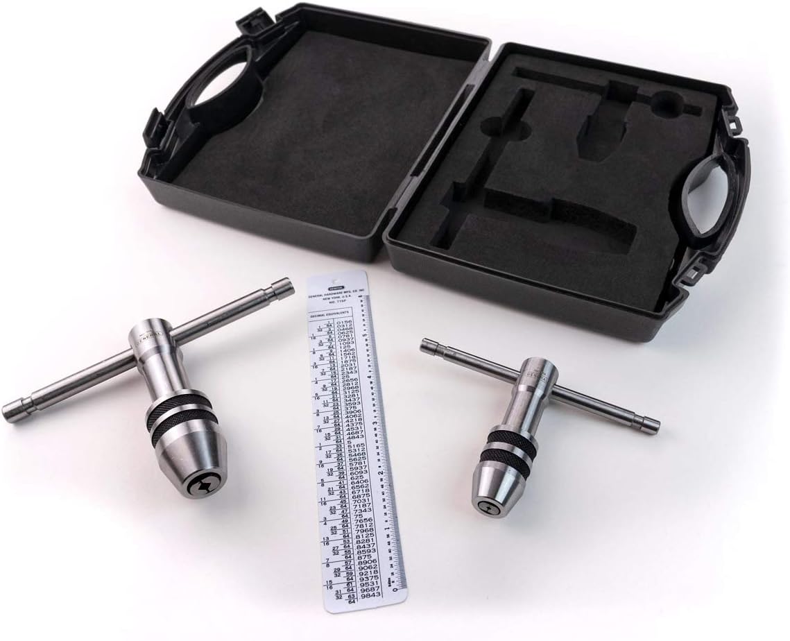 General Tools Professional Standard Tap Wrenches #167 - Threading Tools with Reference Table for 0 to 1/2-Inch Taps - Set of 2
