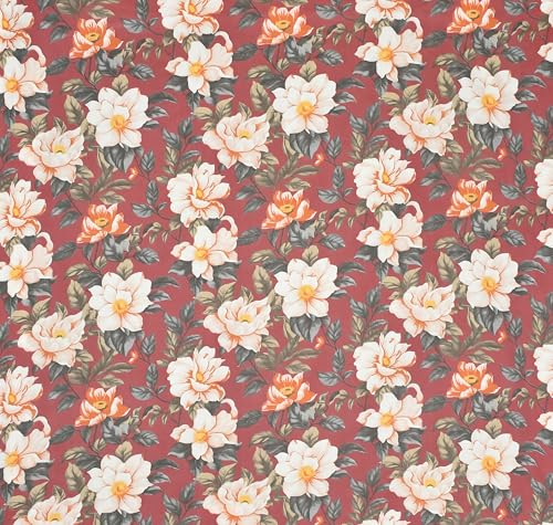 Image of KAWI Elastic Fitted Bedsheet Cotton Blend Double Bed with 2 Pillow Cover (72 inch X 78 inch)- Cream Colour-Light Red Floral Print