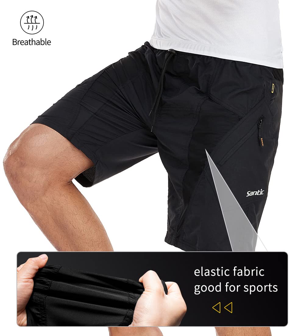 Santic Pantalones Cortos de Ciclismo para Hombre, Pantalones Cortos de MTB para Hombre con Almohadilla de Asiento 4D de Secado Rápido para Bicicleta de Montaña Elasticidad Transpirable