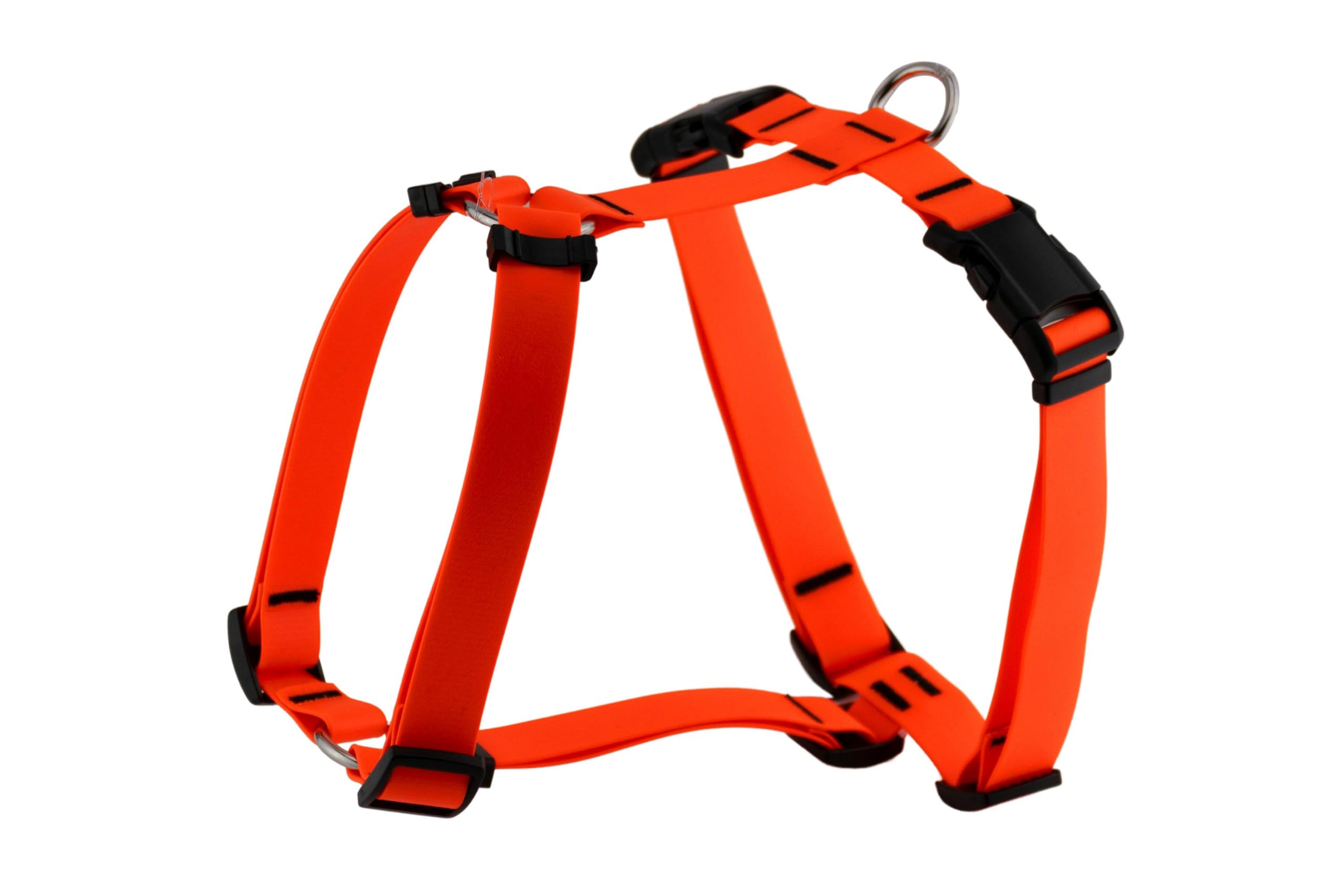 LENNIE Biothane Geschirr für Hunde, wasserdicht, verstellbar, H-Geschirr, Hundegeschirr, Führgeschirr, Größe M, Neon-Orange