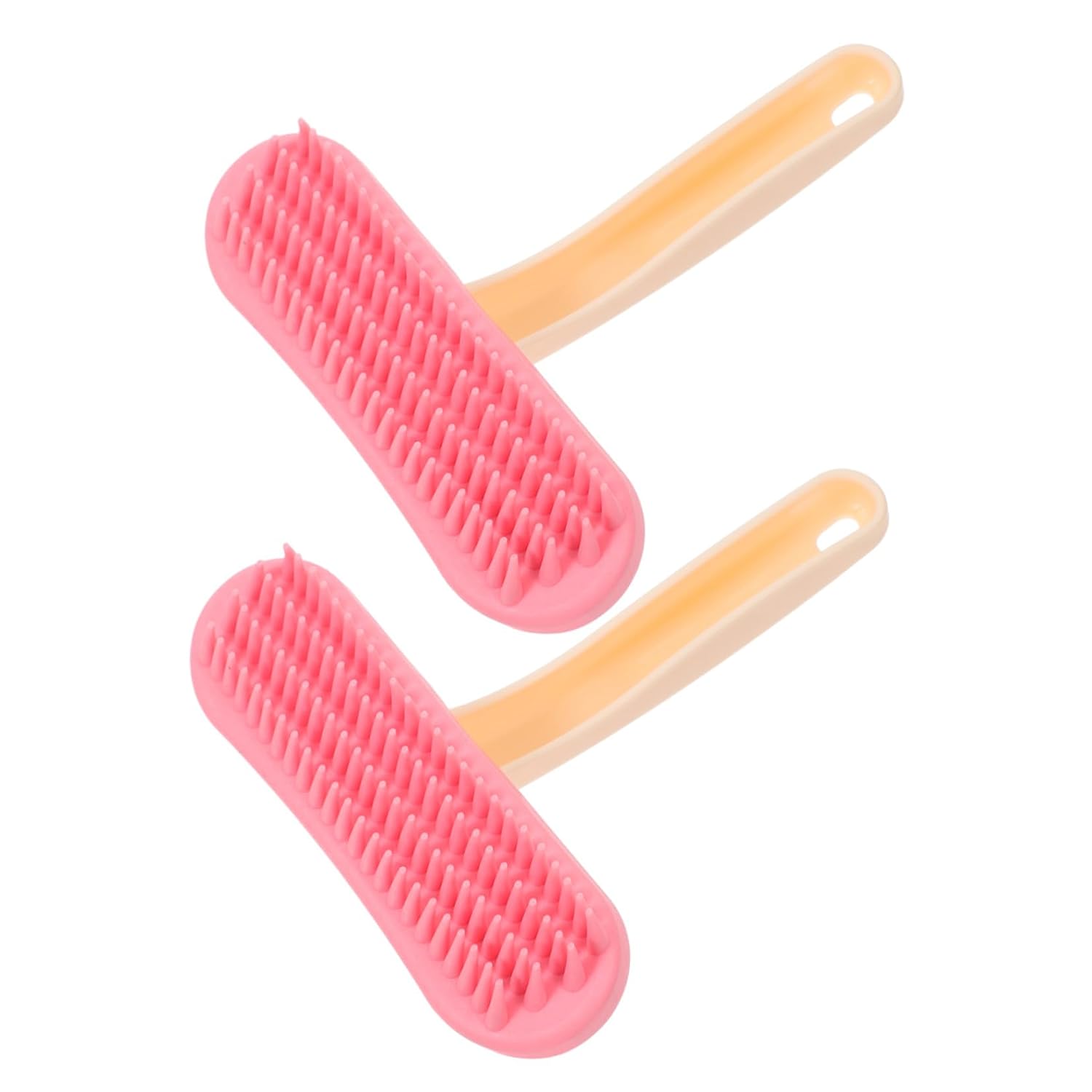 2pcs Pink Silicone Rabbit Brush for Grooming Hair, Arc Massage Comb | Wide Surface, Gentle Hair Removal, Ergonomic Shape for Adult Rabbits and Small Pets, Portable Pet Grooming Brush