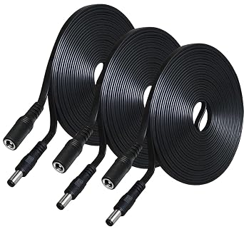SIOCEN 3-Pack 20ft DC Extension Cord 5.5mm x 2.1mm Male to Female Power Cable,12v DC Supply Adapter Plug Cable for CCTV Security Surveillance Indoor IP Camera