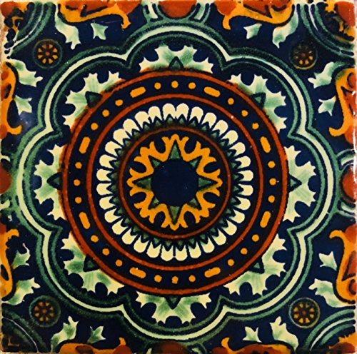 Ceramic Talavera Mexican Tile 4X4", 9 Pieces (Not Stickers) A1 Export Quality! -Ex144G #TOP1