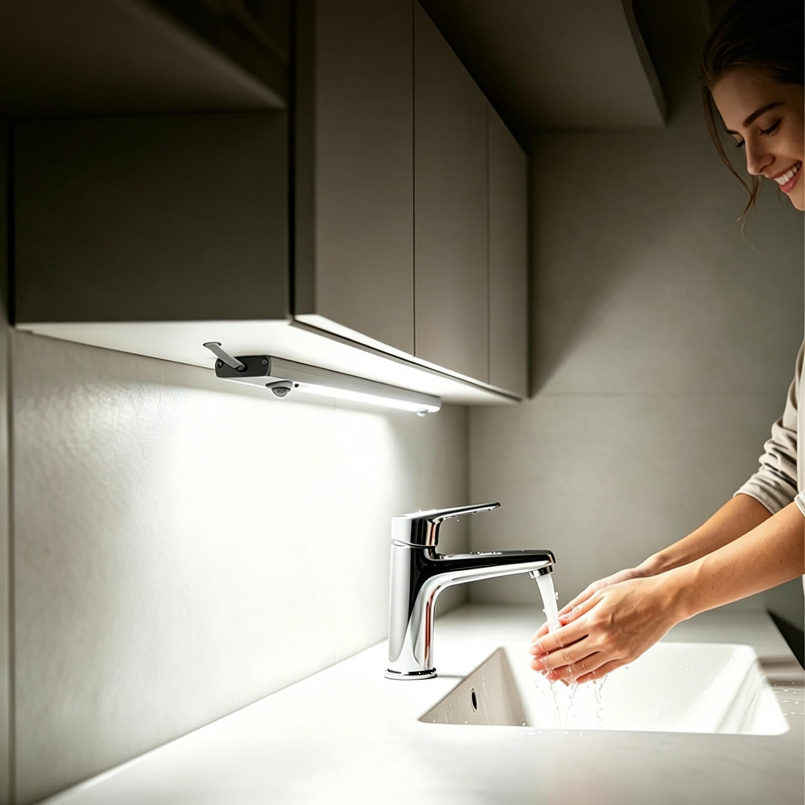 LED Wandleuchten mit Schalter und Steckkabel Wandbeleuchtung mit Bewegungsmelder Unterbauleuchte 3 Farbtemperatur Dimmbar Wandleuchte für Wohnzimmer Schrank Werkbank Küche (Silber,80cm)