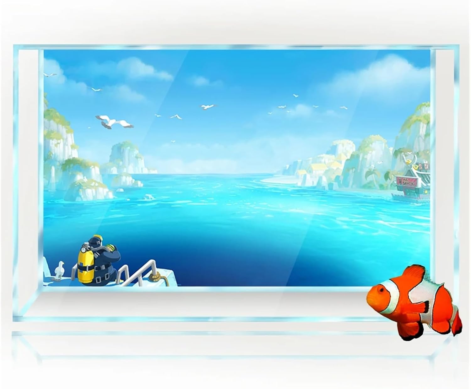 Aquarium Background Sticker Sea Poster Decoration Fish Tanks Reptile Habitat(120x60cm 48x24in)