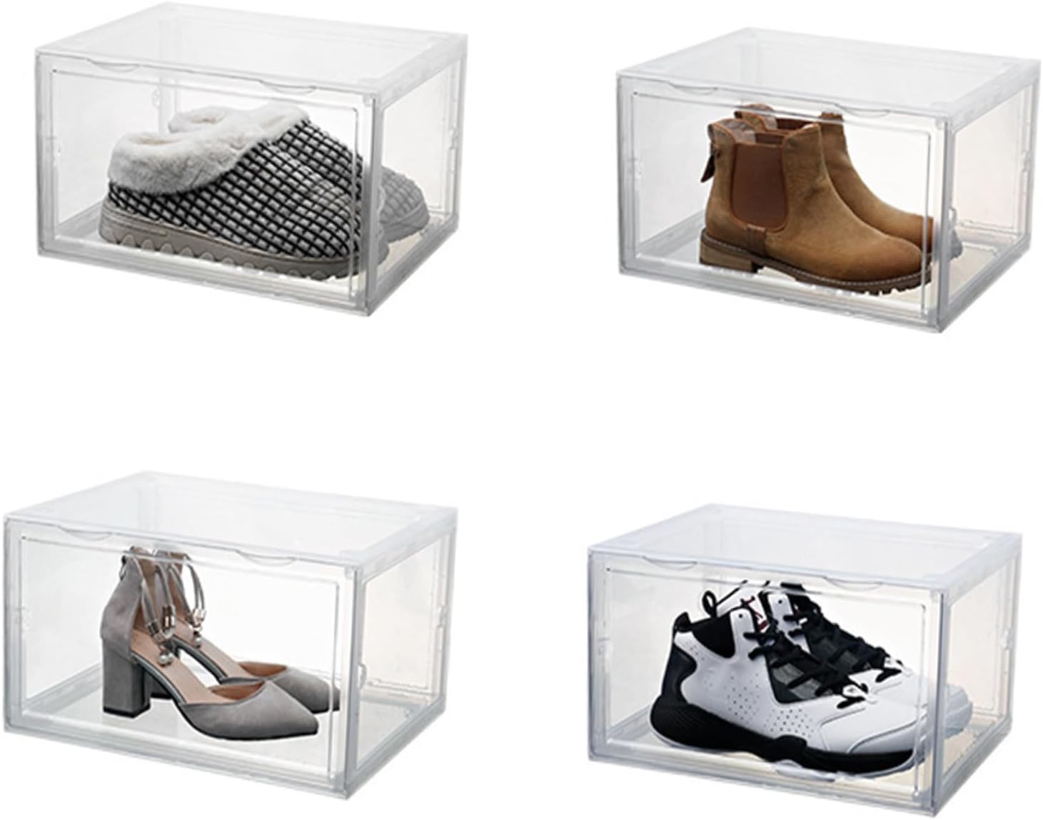Alasum Shoe Box with Dustproof Buckle Stackable Shoes Storage Container for Home Closet Organization for Sneakers and Boots