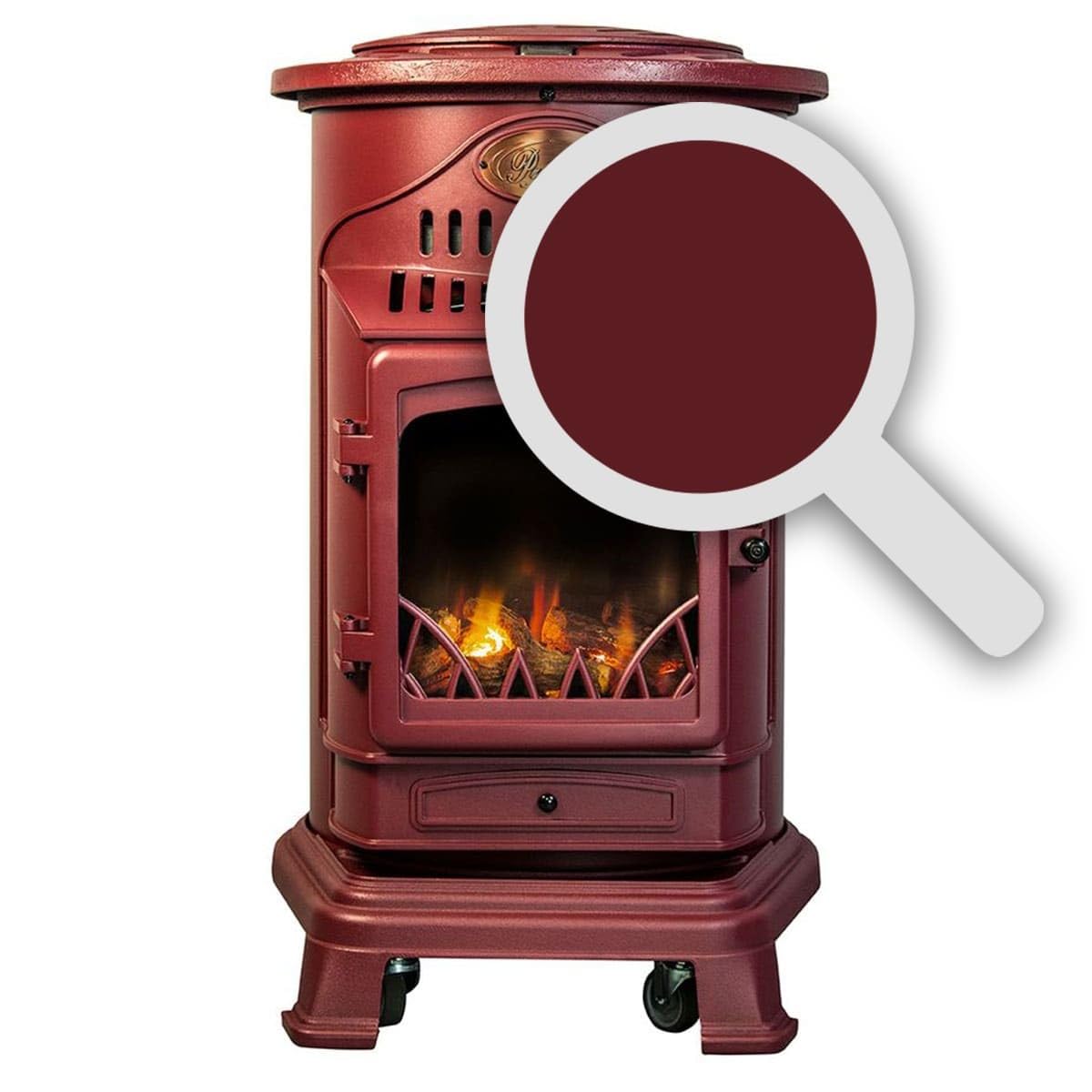 Universal - Poêle à gaz Provence 3,4 KW Rouge Effet poêle à Bois Fonte véritable Chauffage d'appoint