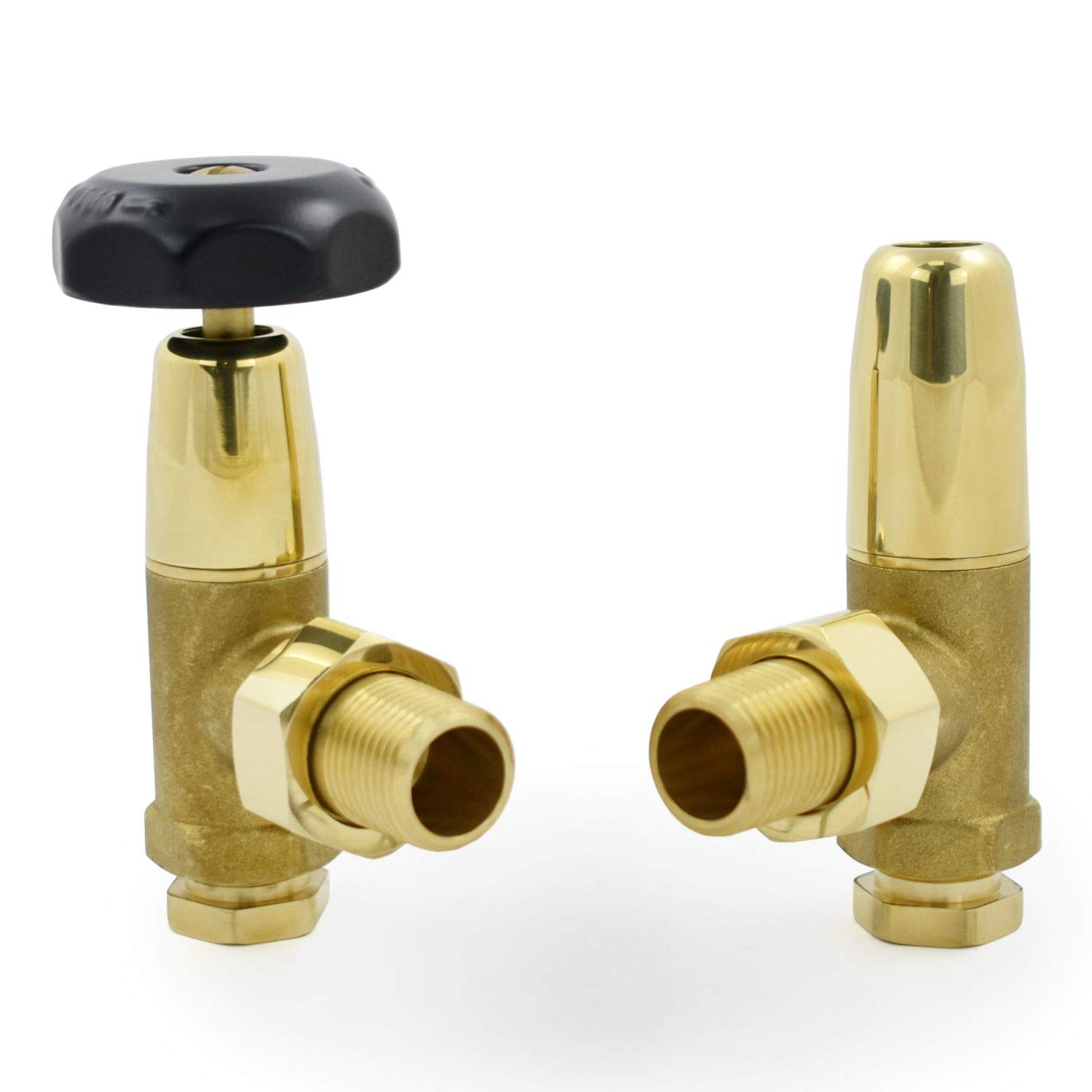 Hot Flow | Maris Old School Traditional Radiator Valves - 1/2 inch - Manual Pair (Un-Lacquered Brass)