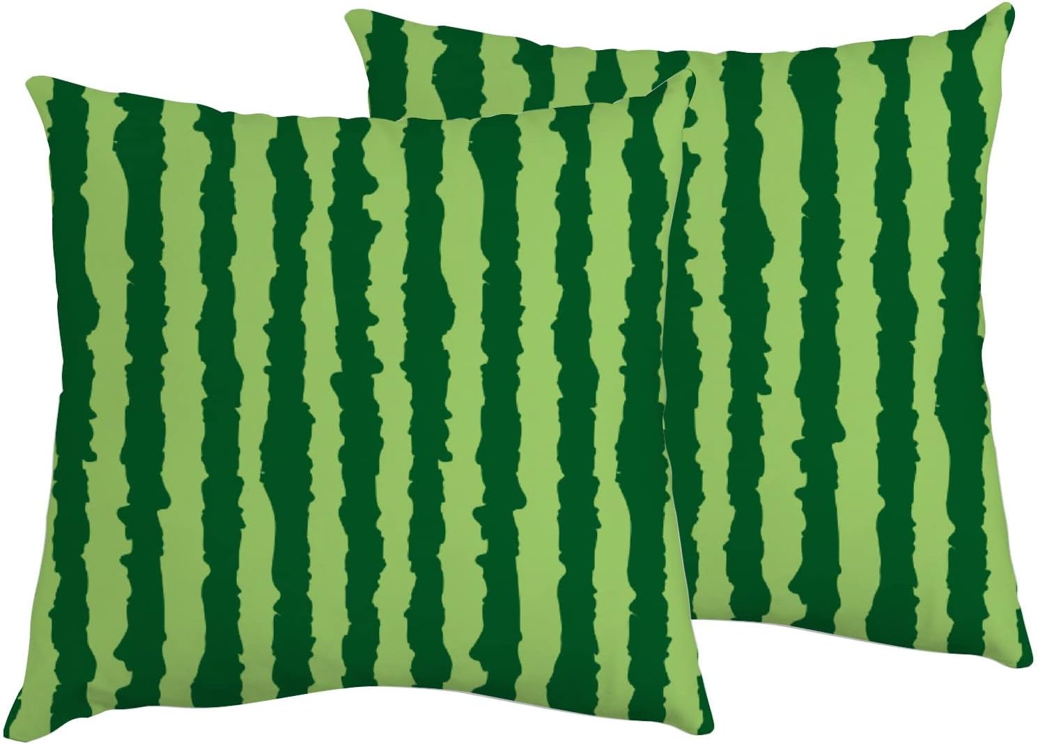 Pillow Covers 16x16 Inch Set of 2,Watermelon Green Stripes Throw Pillow Cover for