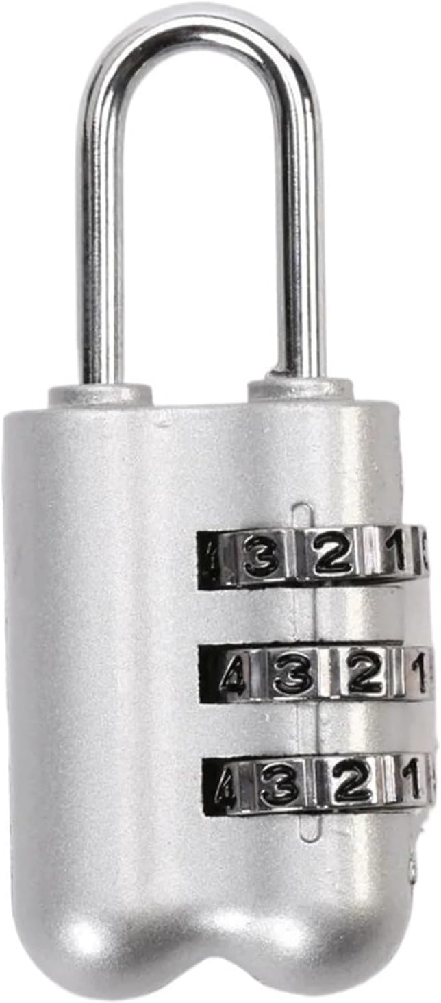 Mini 3 Digits Number Password Code Lock Combination Padlock Pad Lock Resettable for Travelling Bag Door 1Pcs(Silver)