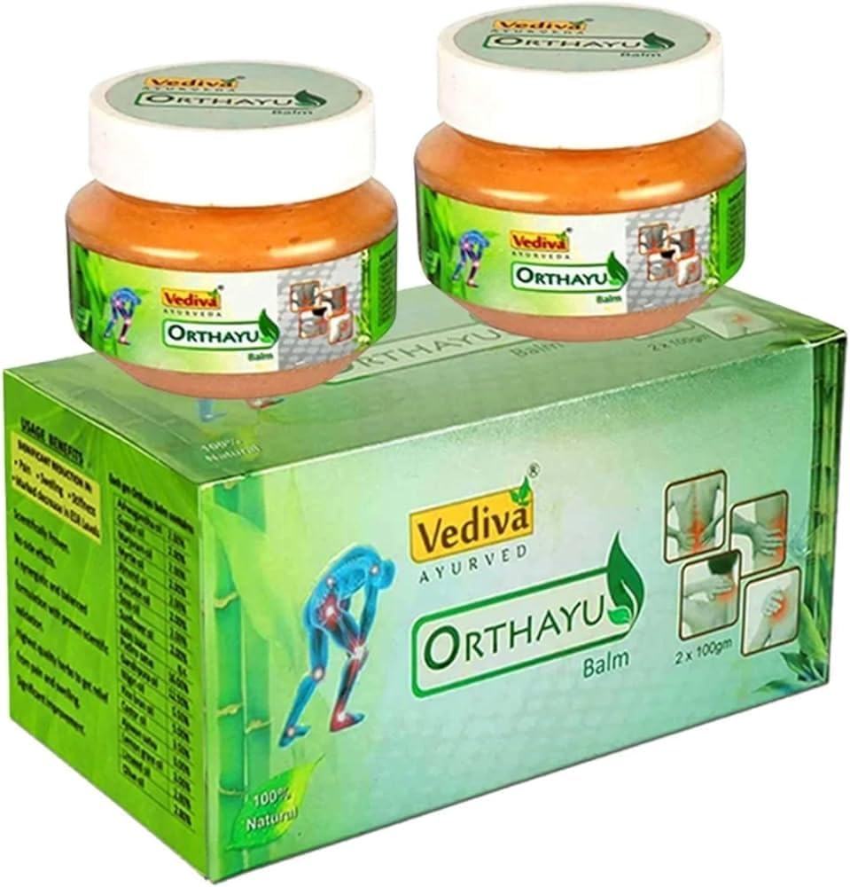 Vediva Orthayu Balm for Muscle Pain Brown 200g, Pack of 2 | Quick Solution to Sports & Gym Injuries | Fast active Cream for Knee, Back & Shoulder Pain | Ayush Approved Formulation