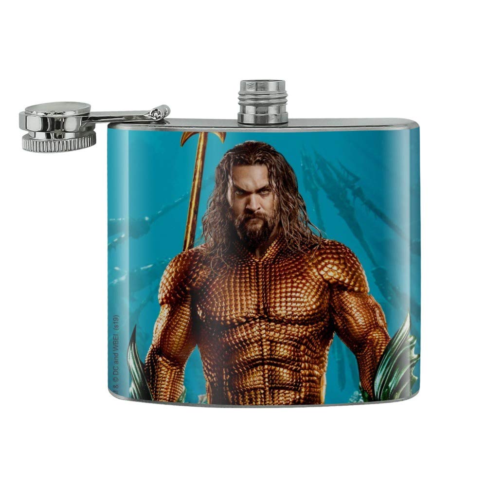 Aquaman Movie Jason Mamoa Full Costume Stainless Steel 5oz Hip Drink Kidney Flask