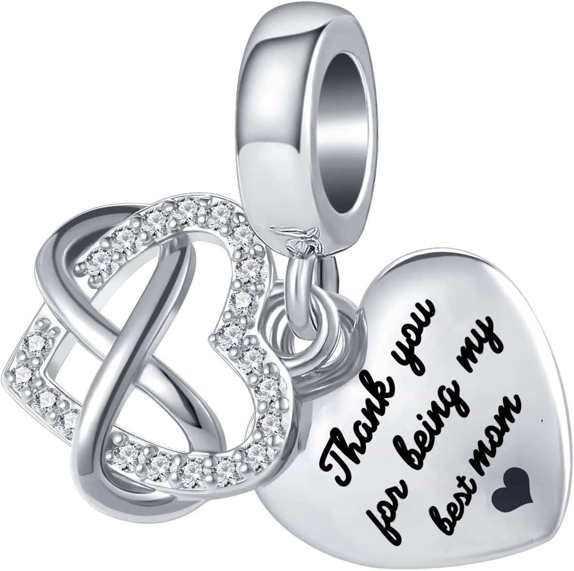 TCHYUN Family Double Heart Charm Infinite Love Bead for Pandora Bracelet Women Gift