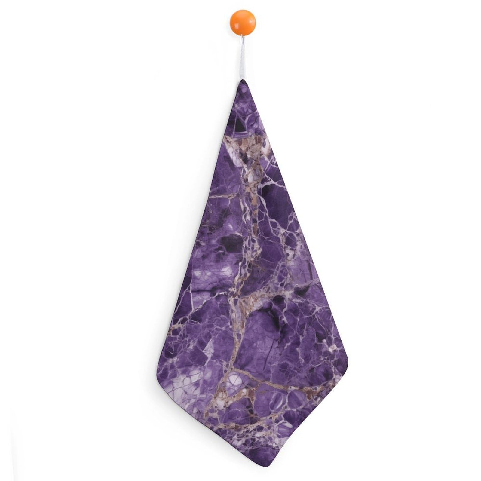 VstaDank Marble Purple Washcloth with Hanging Loop Quick Dry Microfiber Hand Towel Highly Absorbent Wash Cloth Reusable Makeup Remover Cloth Soft Feel Fingertip Towel for Bathroom
